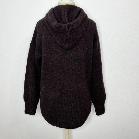 Madewell WILMINGTON Brown Heather Raisin Wool Alpaca Knit Hoodie Sweater NWT - Picture 10 of 16